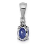 14k White Gold .75 Oval Tanzanite and Diamond Pendant - Image 3