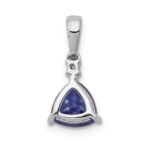 14k White Gold Trillion .90 Tanzanite and Diamond Pendant - Image 3