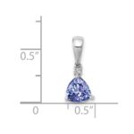 14k White Gold Trillion .72 Tanzanite and Diamond Pendant - Image 4