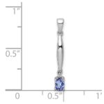 14k White Gold .20 Oval Tanzanite and Diamond Accent Pendant - Image 4