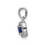 14k White Gold Diamond and .20 Sapphire Square Halo Pendant - Image 2