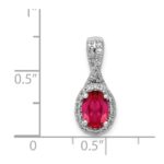 14k White Gold Diamond and Oval Ruby Halo Pendant Fits up to 2mm Regular/3mm Fancy or Reversible Omega - Image 4