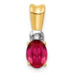 14k with White Rhodium Diamond and .66 Oval Ruby Pendant