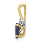 14k with White Rhodium Diamond and Oval Sapphire Pendant - Image 2