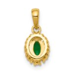 14k with White Rhodium Diamond and Oval Emerald Halo Pendant - Image 3
