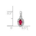 14k White Gold Diamond and .32 Oval Ruby Halo Pendant - Image 4