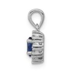 14k White Gold Diamond and .32 Sapphire Oval Halo Pendant - Image 2