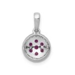14k White Gold Diamond and .28 Ruby Cluster Halo Pendant - Image 3