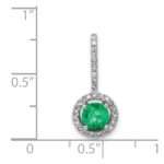 14k White Gold Diamond and Round Emerald Halo Pendant Fits up to 2mm Regular/4mm Fancy or Reversible Omega - Image 4