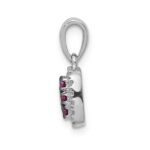 14k White Gold with Black Rhodium Diamond and .23 Ruby Cluster Square Halo Pendant - Image 2