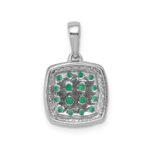 14k White Gold with Black Rhodium Diamond and .50 Emerald Cluster Square Halo Pendant - Image 3