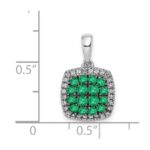 14k White Gold with Black Rhodium Diamond and .50 Emerald Cluster Square Halo Pendant - Image 4