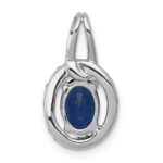 14k White Gold Diamond and .85 Oval Sapphire Halo Pendant - Image 3