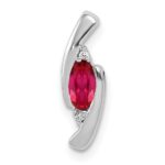 14k White Gold Diamond and .31 Oval Ruby Fancy Chain Slide