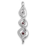 10k White Gold 1/15 carat Lab Grown Diamond VS/SI+ G+ and Lab Created Ruby Twist Chain Slide Pendant - Image 3