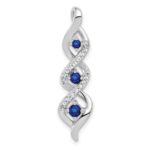 14k White Gold 1/15 carat Lab Grown Diamond VS/SI+ G+ and Lab Created Blue Sapphire Twist Chain Slide Pendant