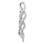 14k White Gold 1/15 carat Lab Grown Diamond VS/SI+ G+ and Lab Created Blue Sapphire Twist Chain Slide Pendant - Image 2