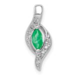 14k White Gold  Diamond and Marquise Emerald Chain Slide