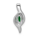 14k White Gold  Diamond and Marquise Emerald Chain Slide - Image 3