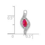 10k White Gold Diamond and Marquise .25 Ruby Pendant - Image 2