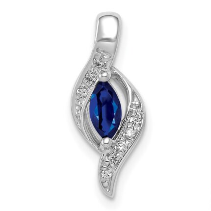 14k White Gold Diamond and .29 Marquise Sapphire Chain Slide