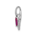 14k White Gold Diamond and .32 Marquise Ruby Chain Slide - Image 2