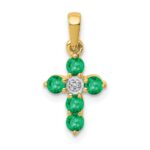 10K Emerald and Diamond Cross Pendant