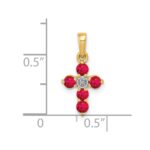 10K .30 Ruby and Diamond Cross Pendant - Image 4