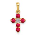 14k Ruby and Diamond Cross Pendant