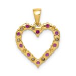 14k Diamond and Ruby Heart Pendant - Image 3