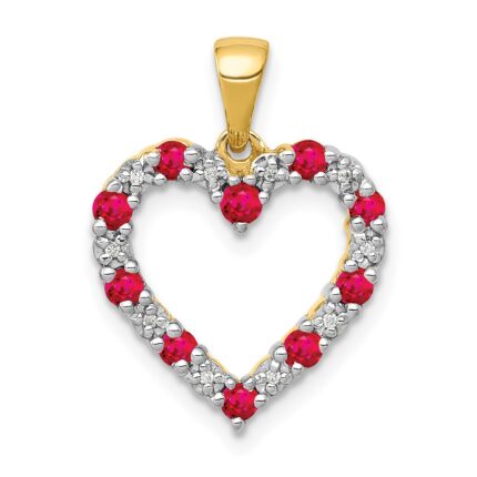 14k Diamond and Ruby Heart Pendant