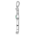 14k White Gold 1/5 carat Lab Grown Diamond VS/SI+ G+ and Lab Created Emerald Complete Cross Pendant - Image 2