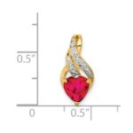 14k Diamond and Lab Created Ruby Heart Pendant Fits up to 2mm Regular/5mm Fancy or Reversible Omega - Image 4