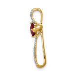 14k and White Rhodium 4mm Square Lab Created Ruby and Diamond Cross Omega Slide - Image 2
