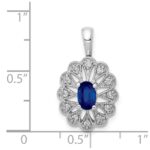14k White Gold 1/6 carat Diamond and .57 Sapphire Fancy Pendant - Image 4