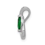 14k White Gold Diamond and Marquise Emerald Teardrop Chain Slide - Image 2