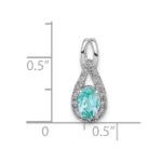 Pure Serenity 14k White Gold 1/10 carat Lab Grown Diamond VS/SI+ G+ and Lab Created Paraiba Teardrop Pendant - Image 2