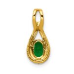 14k 1/10 carat Lab Grown Diamond VS/SI+ G+ and Lab Created Emerald Pendant - Image 3