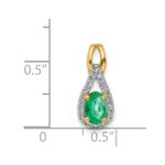 14k Diamond and Oval Emerald Teardrop Halo Pendant - Image 4