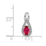 14k White Gold Diamond and .50 Oval Ruby Teardrop Halo Pendant - Image 4