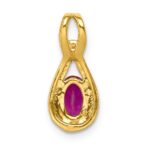 14k 1/10 carat Lab Grown Diamond VS/SI+ G+ and Lab Created Ruby Pendant - Image 3