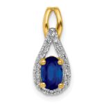 14k 1/10 carat Lab Grown Diamond VS/SI+ G+ and Lab Created Blue Sapphire Pendant