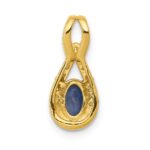 14k Diamond and Oval Sapphire Teardrop Halo Pendant - Image 3