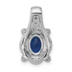 14k White Gold Diamond and Oval Sapphire Fancy Vintage Pendant - Image 3