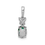 14k White Gold Diamond and Oval Emerald Pendant - Image 3