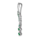 14k White Gold Diamond and Emerald Slide Fits up to 2mm Regular/3mm Fancy or Reversible Omega - Image 2