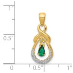 14k Pear Emerald and Diamond Dangle Pendant - Image 4