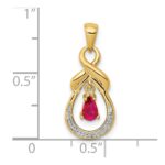14k Pear Ruby and Diamond Dangle Pendant - Image 2