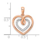 14k Two-tone White and Rose Diamond Heart Pendant - Image 2