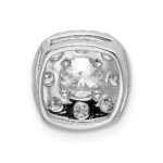 14k White Gold 1 carat Lab Grown Diamond VS/SI+ G+ Complete Cushion Halo Chain Slide Pendant - Image 3